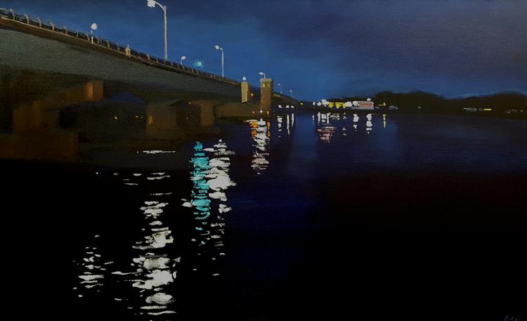 Alan Bull Night Bridge oil painting